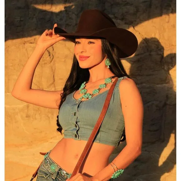 Women's Turquoise 3 Couture Jewelry Set Cowgirl Vintage Western Necklace Earring - Picture 3 of 7